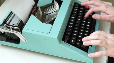 4k caucasian hands typing on typewriter with ribbon jamming Stock Footage 62267250