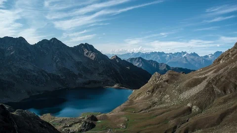 4k Caucasus mountain range timelapse. Glacial lake Timelapse Stock-Footage 87286139
