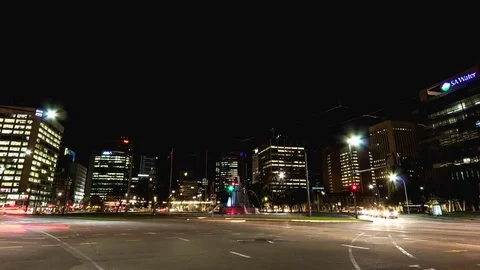 4K CBD Traffic Timelapse, Light Trails Stock Footage 76992561