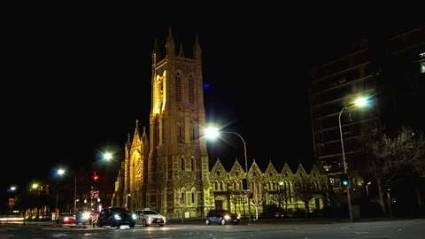 4K CBD Traffic Timelapse at Night Stock Footage 76992557