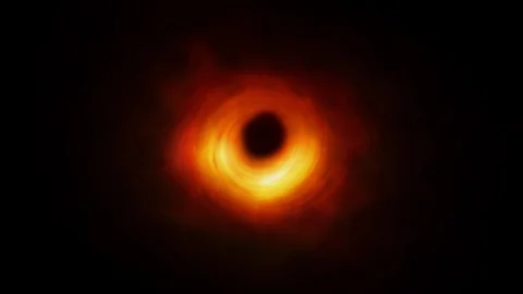4K CGI OF A BLACK HOLE BASED ON THE FIRST BLACK HOLE IMAGE BY EVENT HORIZON Stock Footage