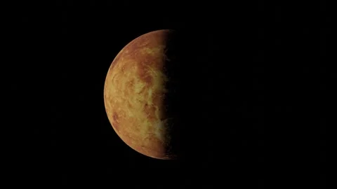 4K CGI Rotation of Venus Planet with Volcanic Texture in Space Video stock 310320315