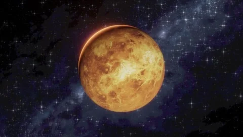 4K CGI Rotation of Venus Planet with Volcanic Texture in Space Video stock 310320318