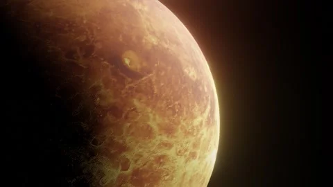 4K CGI Rotation of Venus Planet with Volcanic Texture in Space Video stock 310320321