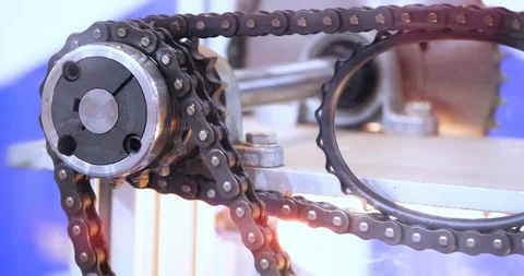 4K - Chain driven device. Close-up Video stock 120752697