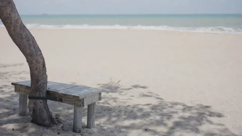 4K a chair on the beach Stock Footage 337174213