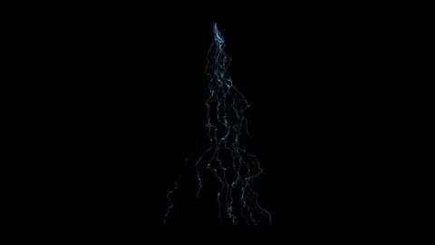 4K Chaotic Scattered Lightning Energy Overlay on Black Screen Video stock 341461582
