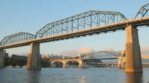 4K Chattanooga and Tennessee River Bridges Stock Footage