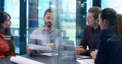 4K Cheerful business team clapping their success in a meeting Stock Footage 118921974