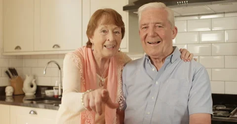 4k, A cheerful senior couple having a video chat at home. Stock Footage 67224820