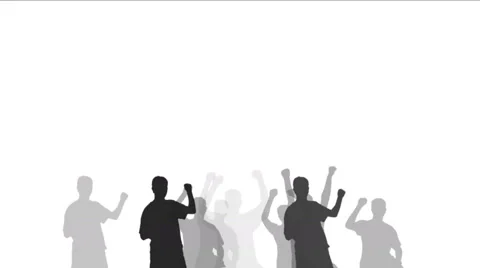 4k Cheering crowd group people men human  procession,concert rallies silhouette Stock Footage 58442745