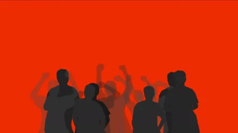 4k Cheering crowd group people men human  procession,concert rallies silhouette Stock Footage 58443636