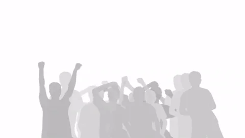 4k Cheering crowd group people men human procession,concert rallies silhouette. Vídeos de archivo 73498654