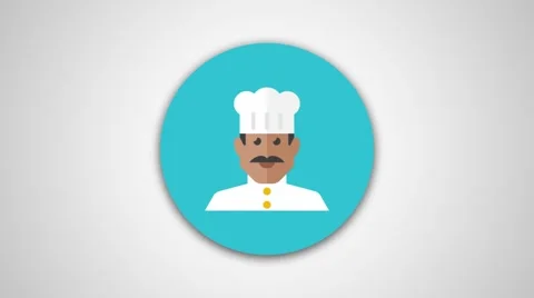 4K - Chef icon symbol round logo Video stock 61381863
