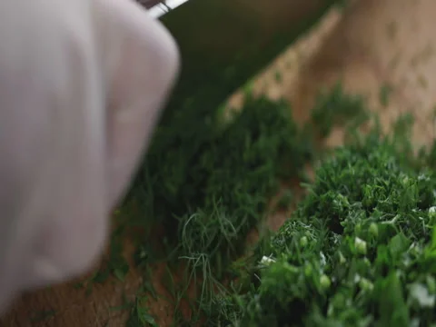 4k Chef professional cut with knife on kitchen Stock Footage 71619002