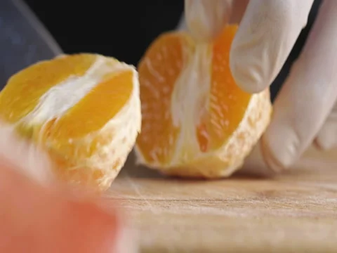 4k Chef professional fruit salad cut and cooking Stock Footage 71621552