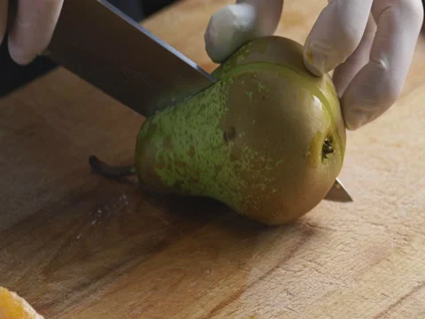 4k Chef professional fruit salad cut and cooking Stock Footage 71621960