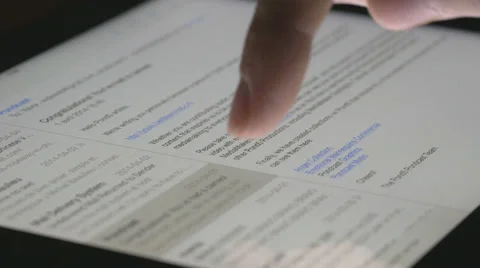 4K Cheking Emails On Tablet Touchscreen Stock Footage 38281876