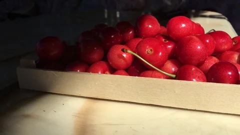 4K cherry in a box macro video Video stock 84768699