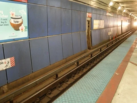 4k chicago train arriving at an underground station Stock Footage 78274884
