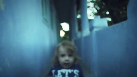 4K Child Posing Funny in Old House Stock Footage