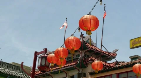 4K Chinatown Lanterns Stock Footage 50545296