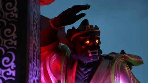 4K Chinese guardian deities. General Clairvoyance. Green demon hand over eye-Dan Stock Footage 75771006