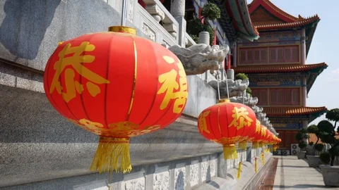 4K Chinese Temple Lamp Stock Footage 124673682