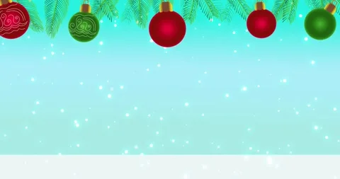 4k christma snowfalling background with  balls decoration Stock Footage 258624590