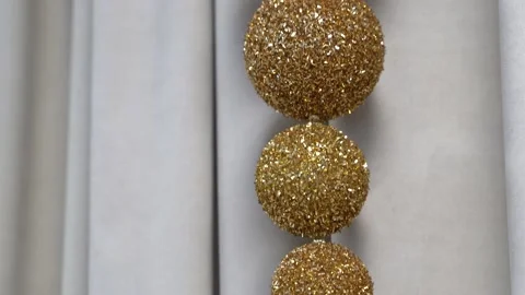 4K. Christmas decorations close-up. Set in one golden Christmas balls. Stock Footage 229839149