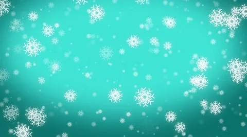 4k christmas motion background, snowfall with white snow flakes teal Video stock 55968369