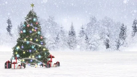 4K christmas snow background Stock Footage
