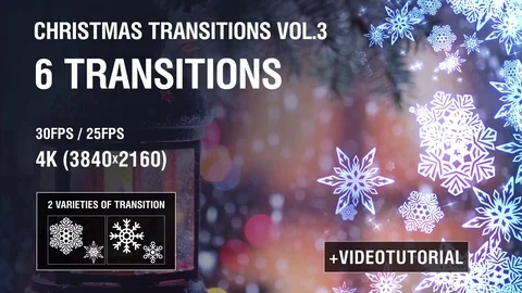 4K Christmas Snowflakes Transitions vol.3 Stock After Effects