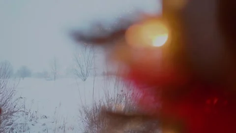 4K Christmas Tree Bokeh Light Holiday Snow White Field Background Video stock 292765143