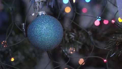 4K. Christmas tree decoration, the camera moves smoothly. Stock Footage 168765257