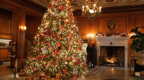 4K CHRISTMAS TREE IN ELEGANT LOBBY Vidéo 49219084
