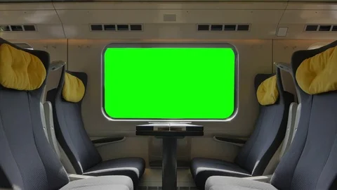 4K Chroma Green Window, Train Travel Railway Train Chairs, Metro Subway Vidéo 83346572