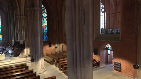 4k Church indoor panning high angle shot in Bremen city Stock Footage