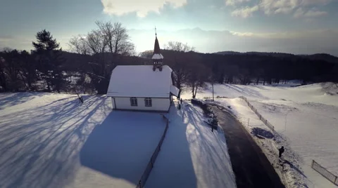 4K Church in Winter Stock Footage 45554609