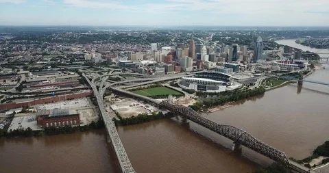 4k Cincinnati Drone Flight Stock Footage