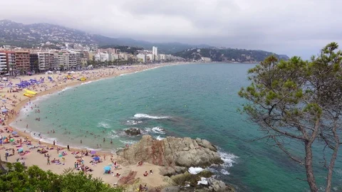 4K Cinemagraph landscape Costa Brava Lloret de Mar beach Spain Catalonia. Video stock 106976236