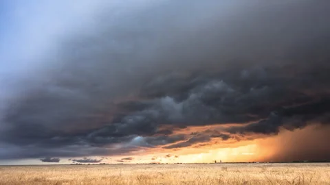 4K Cinematic Beautiful Supercell Storm at Sunset Timelapse - Prores Stock Footage 319858448