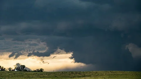 4K Cinematic, Dramatic Wall Cloud Near Farm House Timelapse - Prores Stock Footage 317712536
