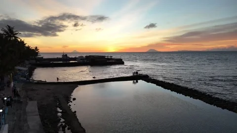 4K Cinematic Drone Forward Flight Over Tropical Beach at Sunset Stock Footage 331488143