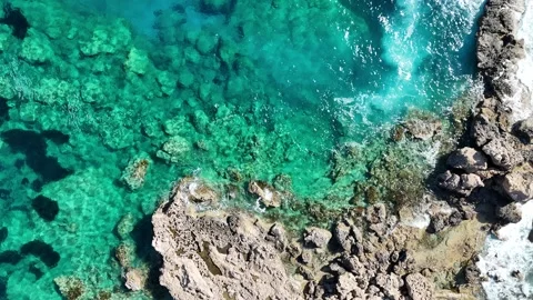 4K Cinematic Drone Orbit Over Rocky Mediterranean Shoreline in Cyprus Stock Footage 307519039