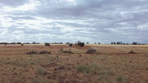 4K Cinematic Drone Vertigo Effect on an Abandoned Truck Stock Footage 327831341