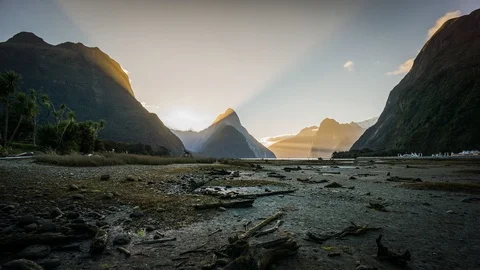 4K Cinematic Full Resolution Time Lapse Footage of Milford Sound Stock Footage 104000419