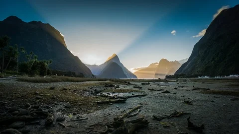 4K Cinematic Full Resolution Time Lapse Footage of Milford Sound Stock Footage 104000502