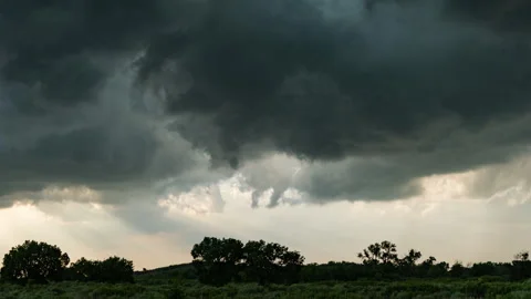 4K Cinematic Funnel Cloud on Supercell Storm Timelapse - Long-duration, Prores Stock Footage 317652260