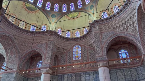 4K Cinematic Interior Domes of the Blue Mosque in Istanbul Stock Footage 334025607